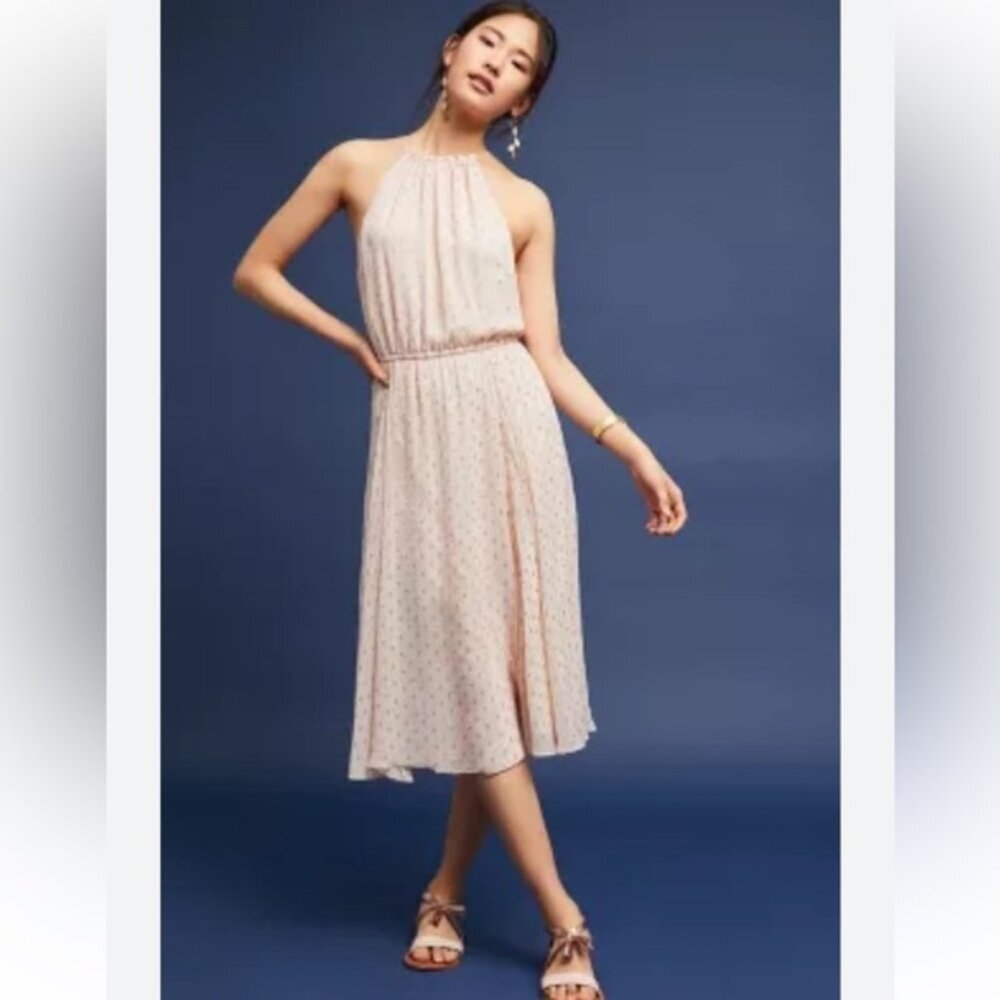 Sleeveless Halter Midi Dress in Light Pink